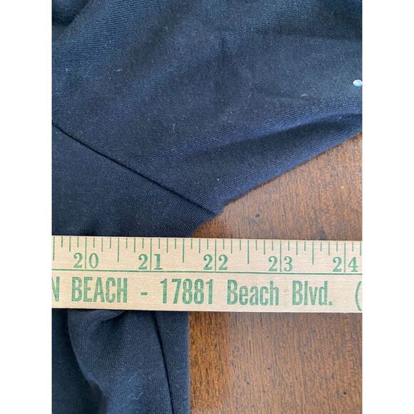 Quacker Factory T-Shirt Women Large Black Bling Cotton Scallop Sleeve Round Neck - Picture 10 of 10